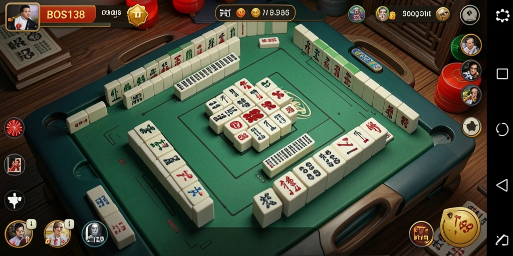 Tampilan menarik gameplay Mahjong di BOS138 dengan level yang menantang.
