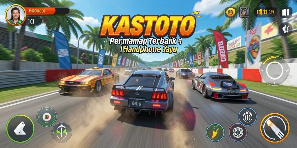 Screenshot gameplay KASTOTO dengan aksi balap yang mendebarkan.