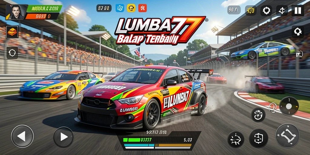 Gameplay Racing LUMBA77 dengan balapan mobil yang mendebarkan.