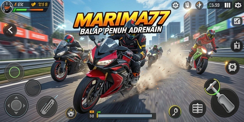 Tampilan gameplay seru dengan balapan motor yang mendebarkan.