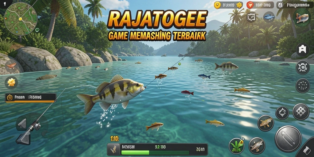 Tampilan gameplay memancing secara realistis dalam RAJATOGEL.
