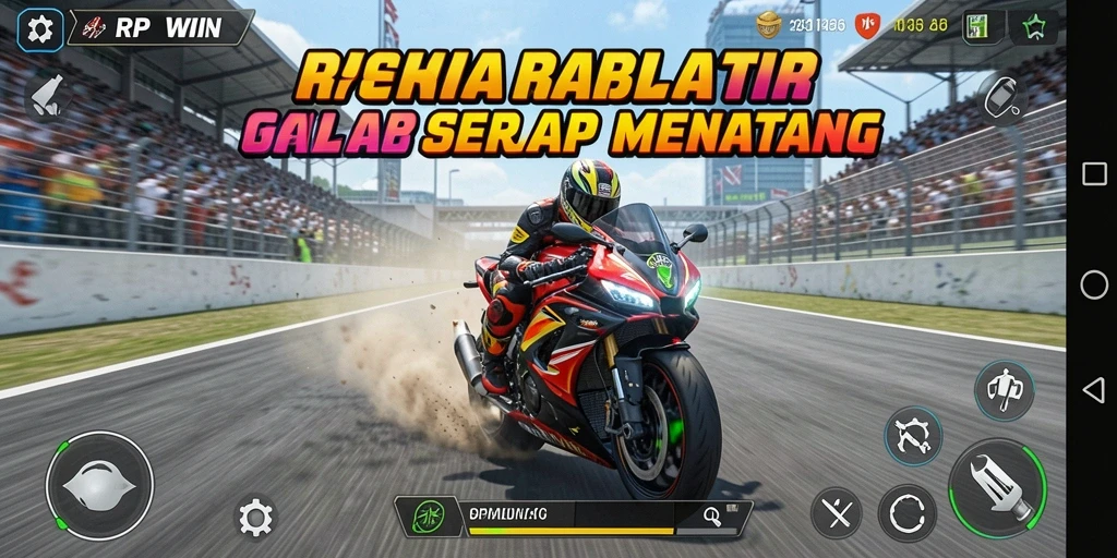 Tampilan gameplay menegangkan dalam balapan motor RPWIN.