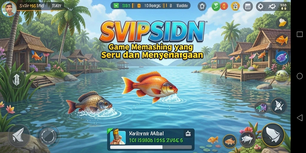 Tampilan utama gameplay SVIPSIDN dengan aksi memancing yang seru.