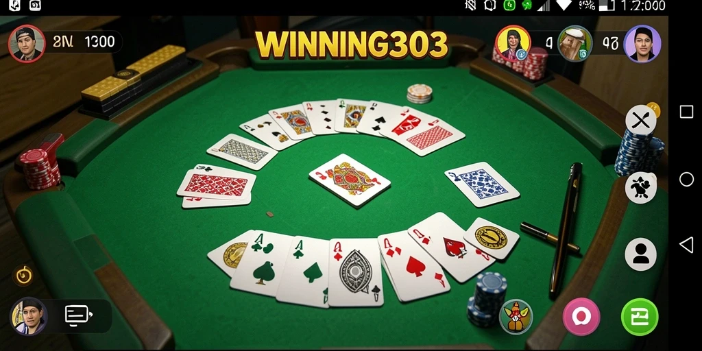 Tampilan gameplay WINNING303 yang mengasyikkan dan penuh strategi Gaple.
